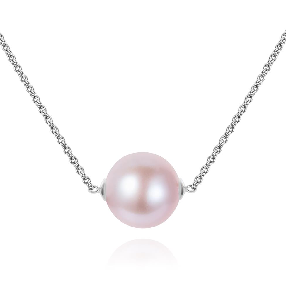 18ct White Gold Single Pink Freshwater Pearl Necklace Thumbnail Image 0