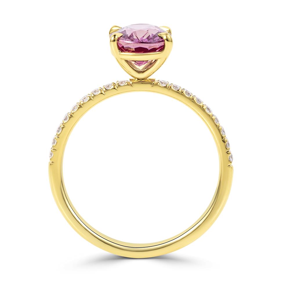 18ct Yellow Gold Oval Berry Sapphire and Diamond Ring  Thumbnail Image 2