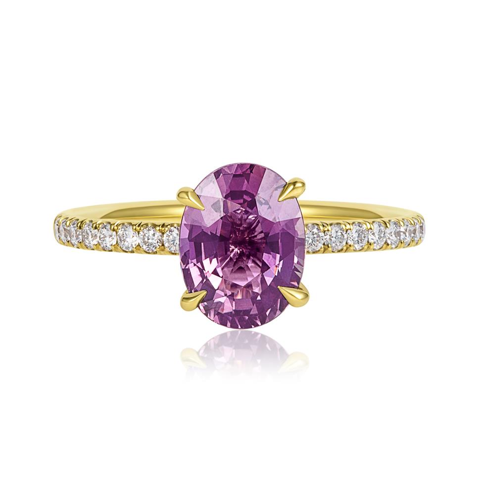 18ct Yellow Gold Oval Berry Sapphire and Diamond Ring  Thumbnail Image 1
