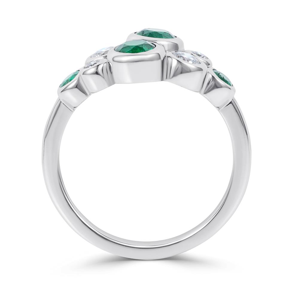 Alchemy Platinum Gold Emerald and Diamond Dress Ring Thumbnail Image 2
