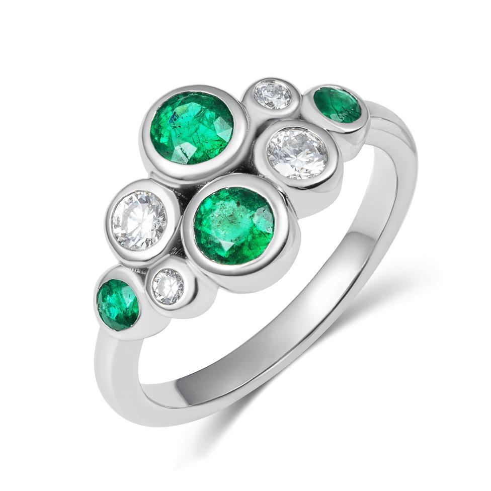 Alchemy Platinum Gold Emerald and Diamond Dress Ring Thumbnail Image 0