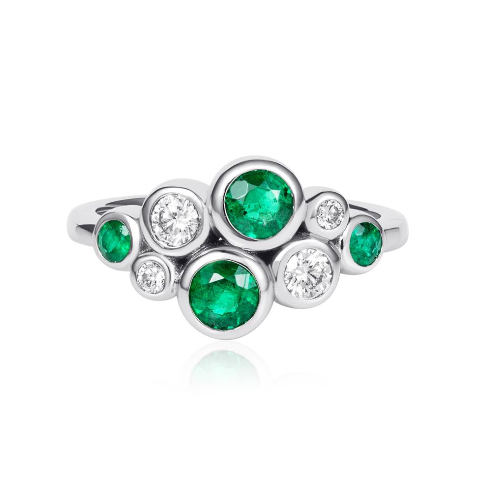 Alchemy Platinum Gold Emerald and Diamond Dress Ring Thumbnail Image 1