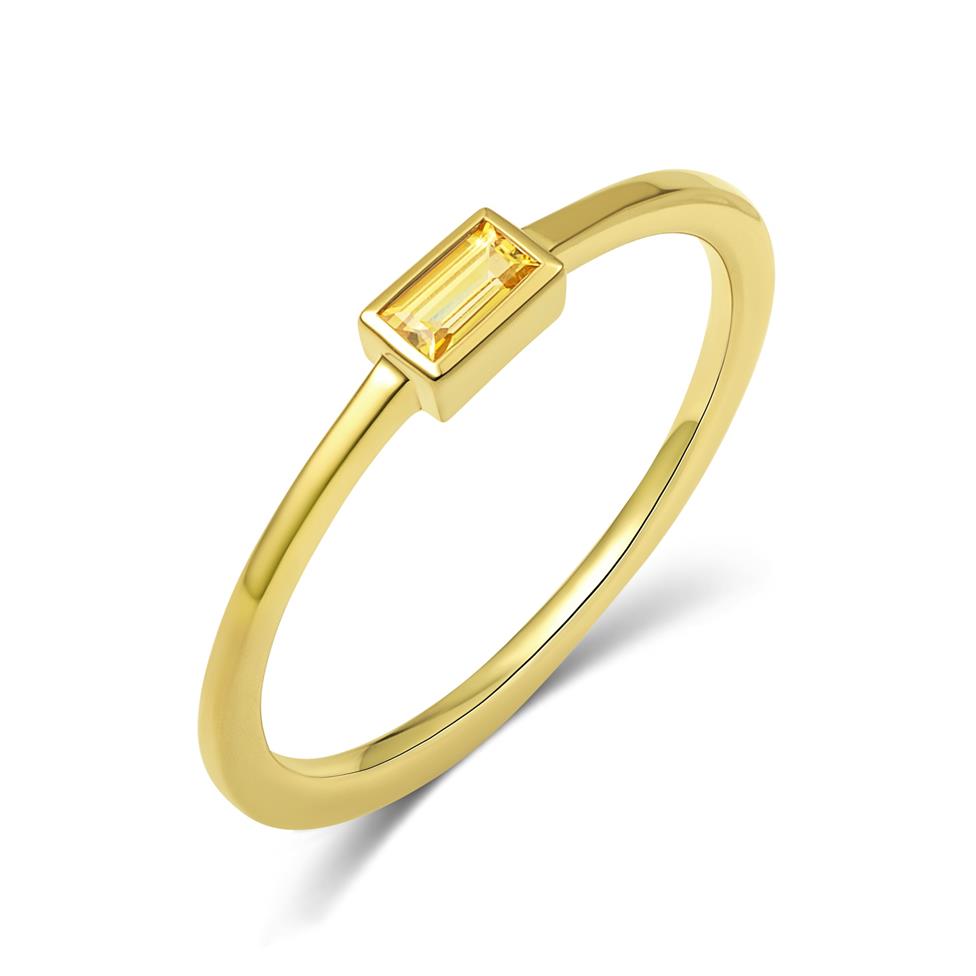 18ct Yellow Gold Baguette Cut Yellow Sapphire Dress Ring Thumbnail Image 0
