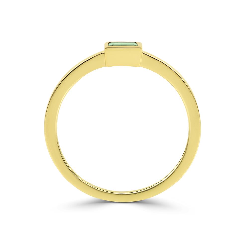 18ct Yellow Gold Baguette Cut Tsavorite Dress Ring Thumbnail Image 2