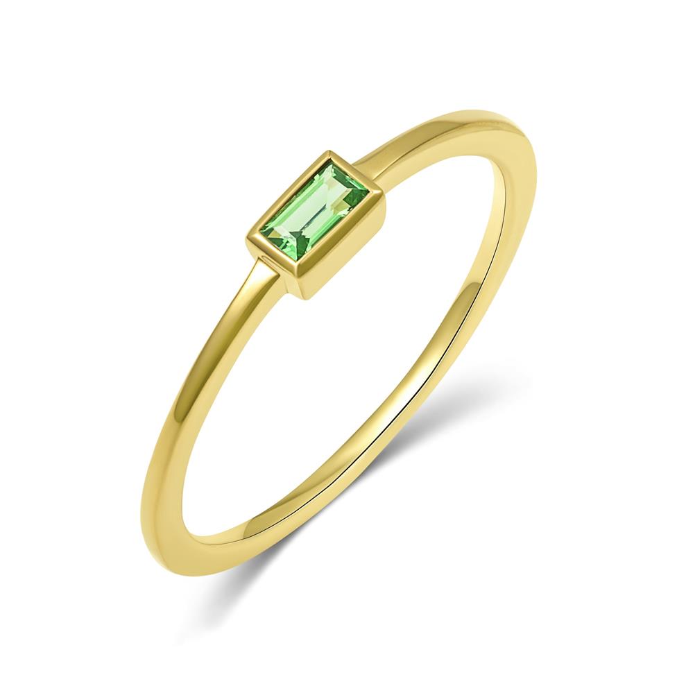 18ct Yellow Gold Baguette Cut Tsavorite Dress Ring Thumbnail Image 0
