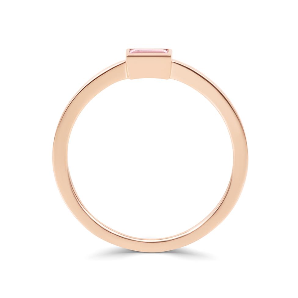 18ct Rose Gold Baguette Cut Pink Sapphire Dress Ring Thumbnail Image 2