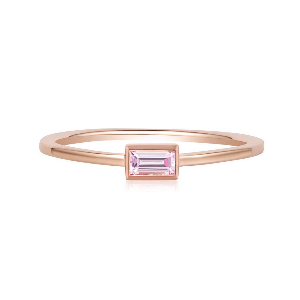 18ct Rose Gold Baguette Cut Pink Sapphire Dress Ring Thumbnail Image 1