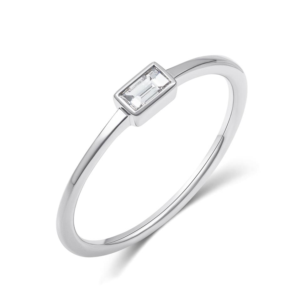 18ct White Gold Baguette Cut Diamond Dress Ring  Thumbnail Image 0