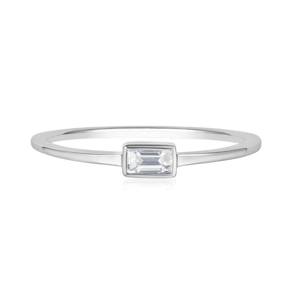 18ct White Gold Baguette Cut Diamond Dress Ring  Thumbnail Image 1