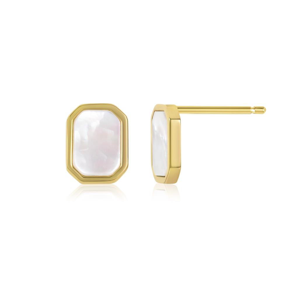 Nova 18ct Yellow Gold Octagon Mother of Pearl Stud Earrings Thumbnail Image 0