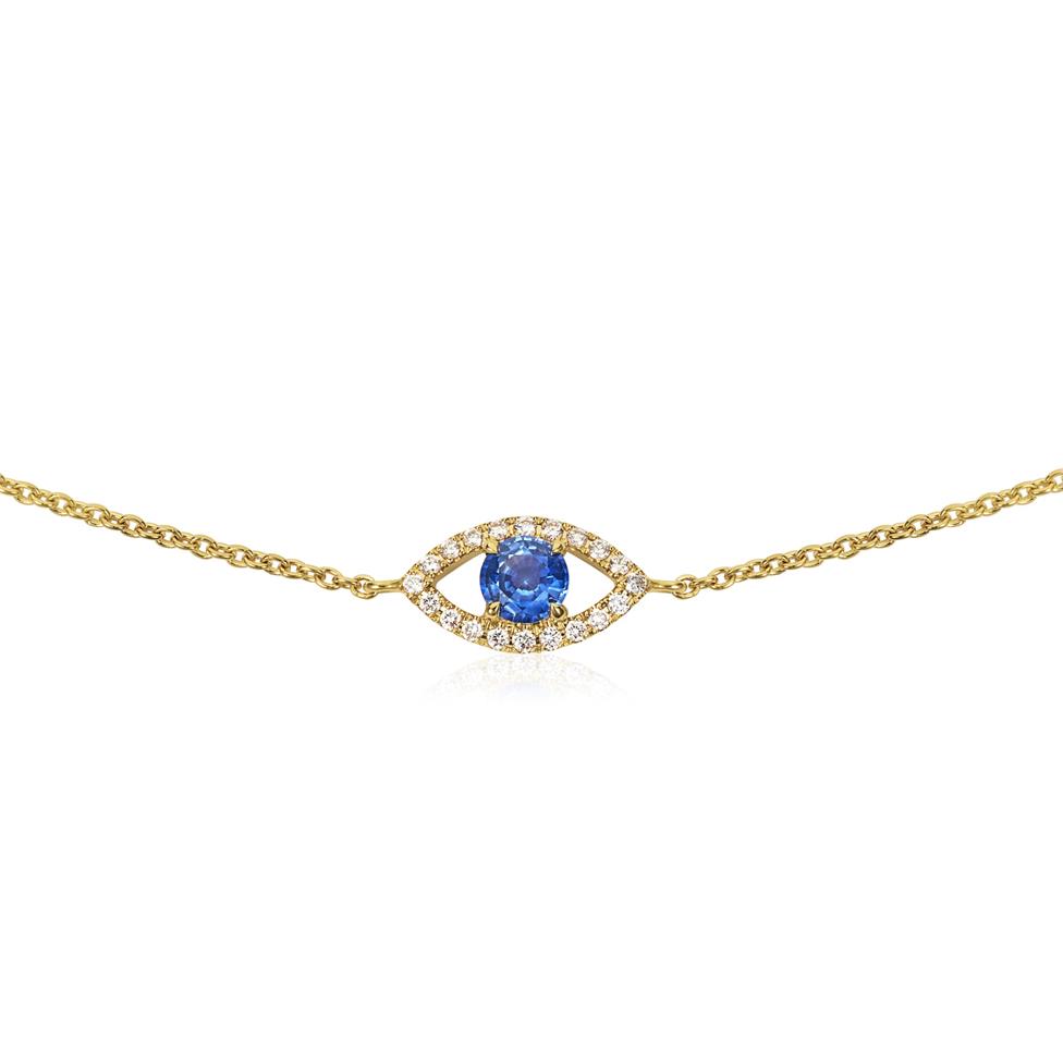 18ct Yellow Gold Evil Eye Sapphire and Diamond Bracelet Thumbnail Image 1