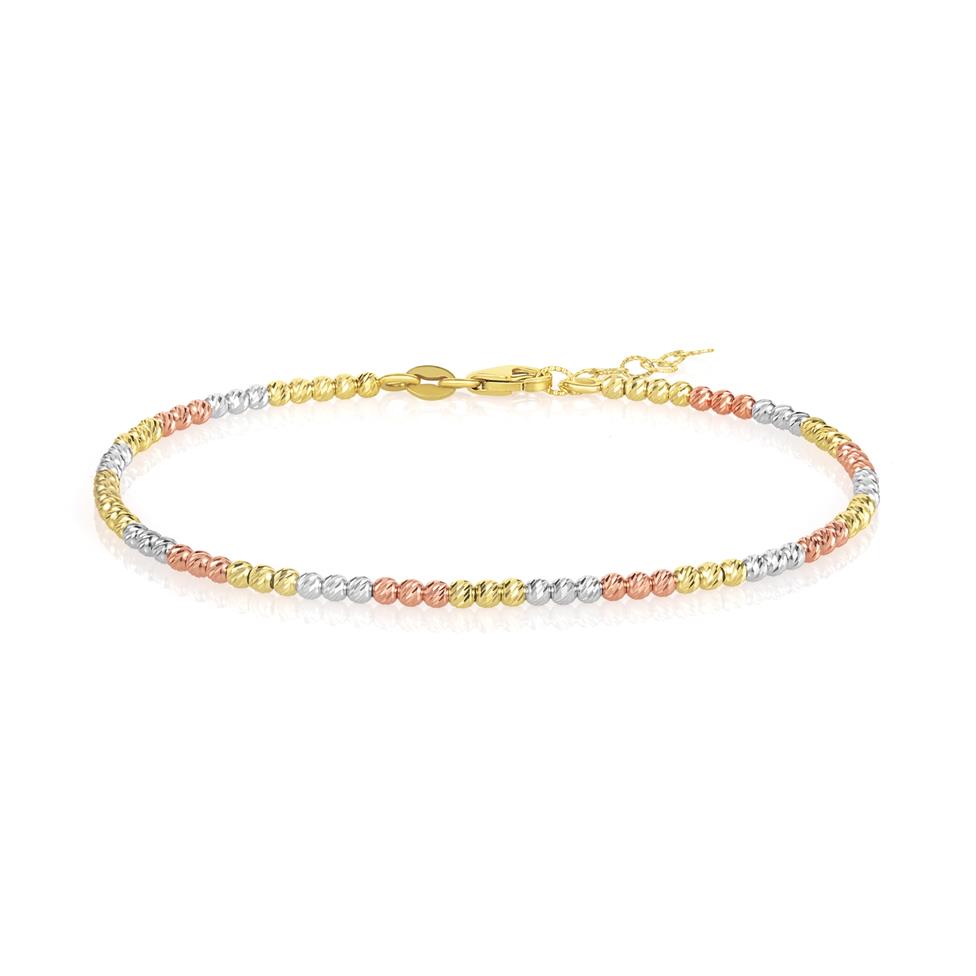 18ct Three Colour Gold Faceted Bead Bracelet  Thumbnail Image 0