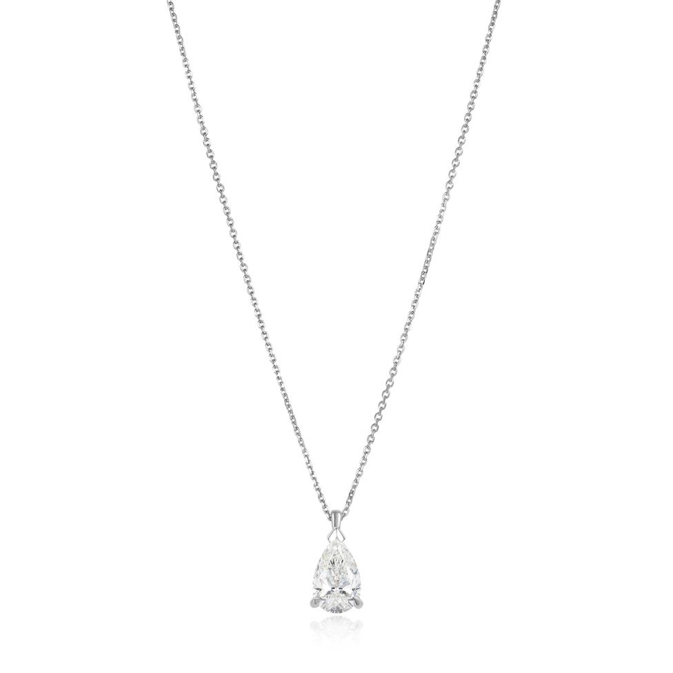 18ct White Gold Pear Diamond Solitaire Necklace 1.51ct Thumbnail Image 1