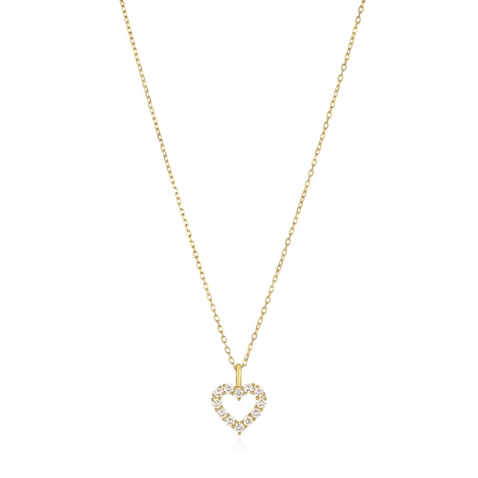 18ct Yellow Gold Open Heart Design Diamond Necklace 0.16ct Thumbnail Image 1