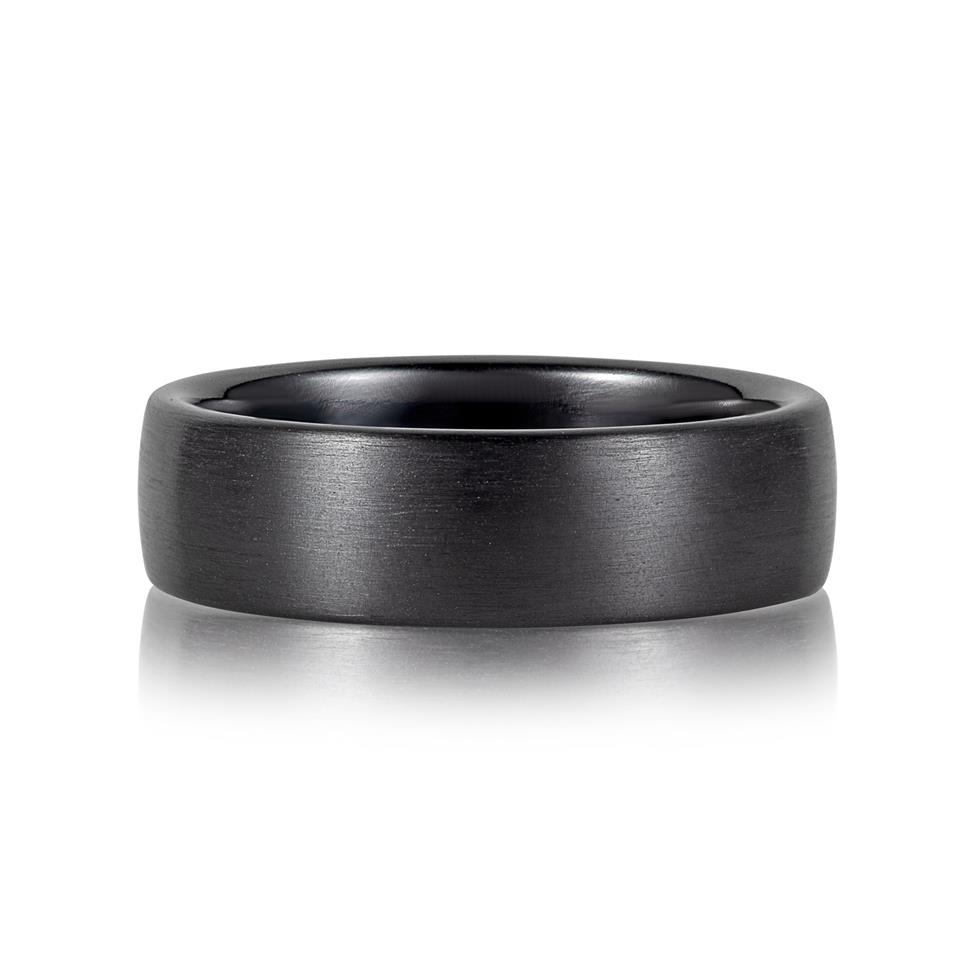 Black Zirconium and Platinum Plain Wedding Ring 7mm Thumbnail Image 1