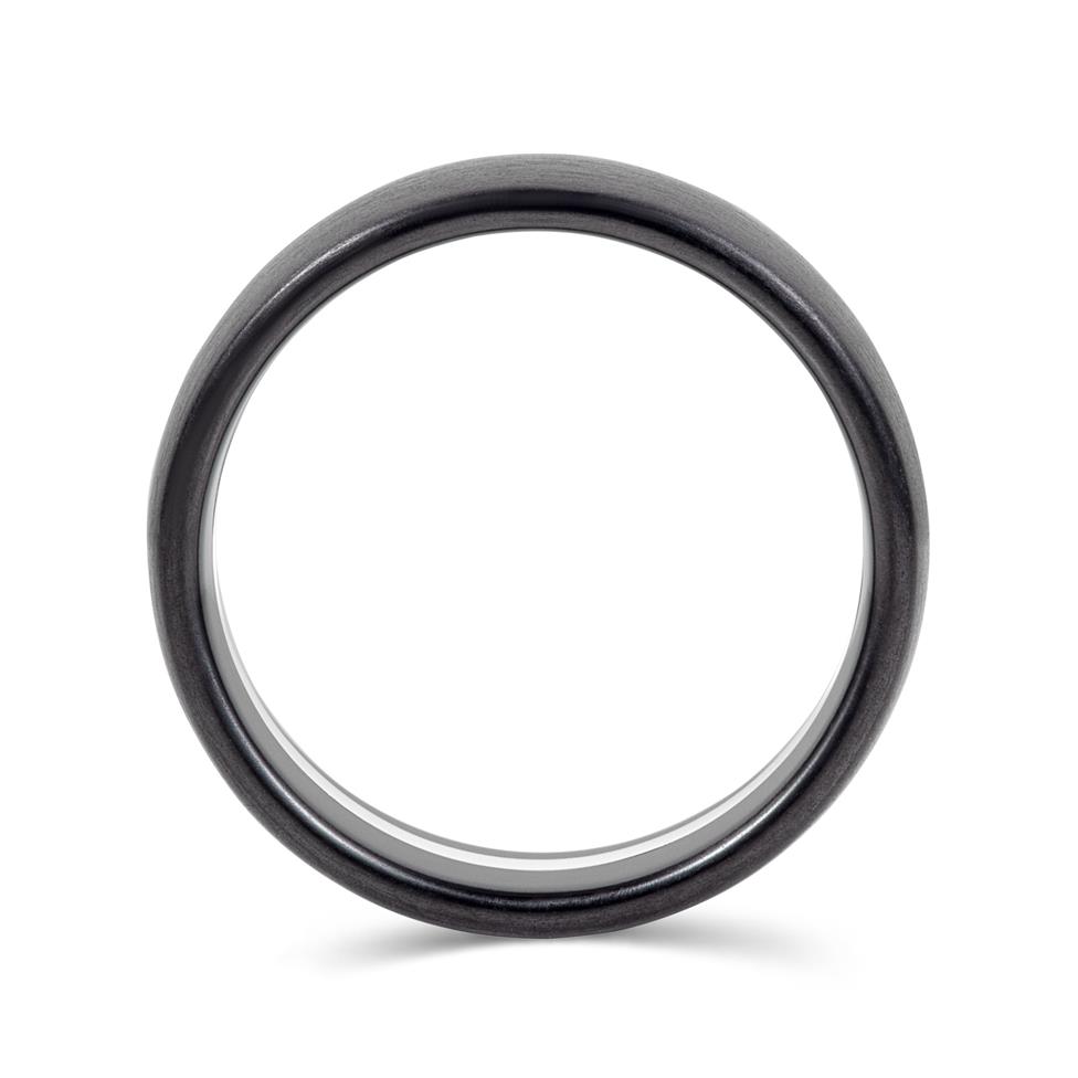 Black Zirconium and Platinum Plain Wedding Ring 8mm Thumbnail Image 2