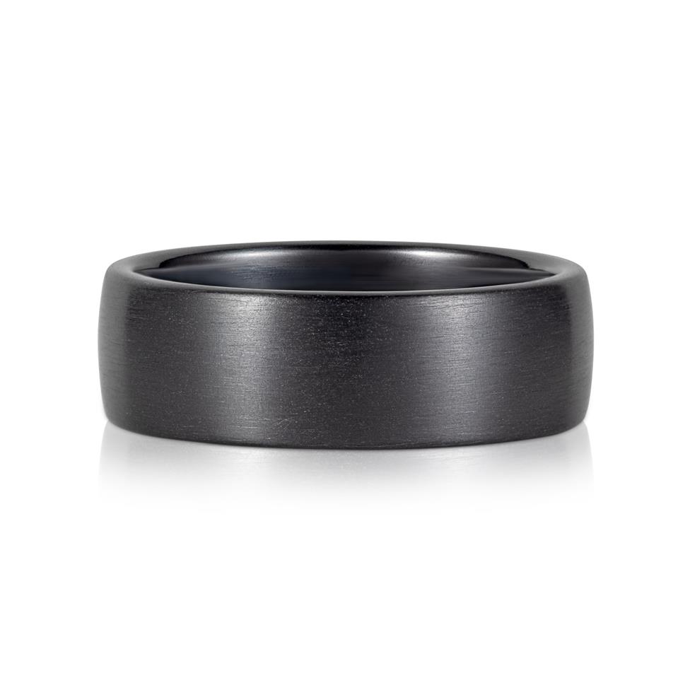 Black Zirconium and Platinum Plain Wedding Ring 8mm Thumbnail Image 1