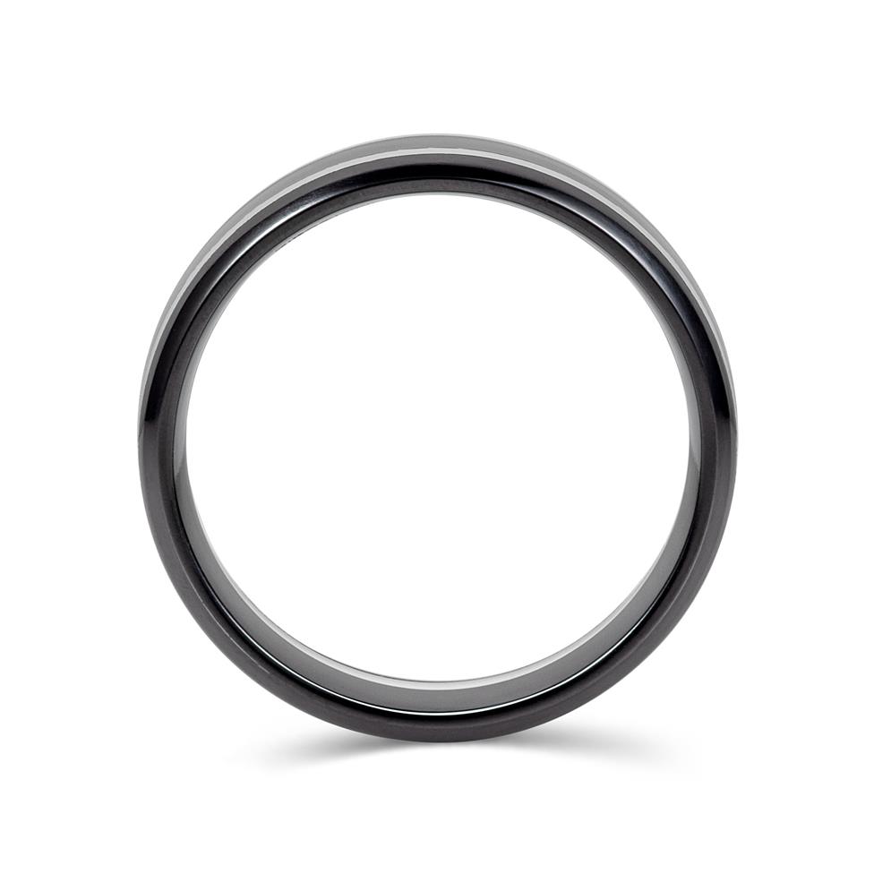 Black Zirconium and Platinum Lined Wedding Ring 7mm Thumbnail Image 2