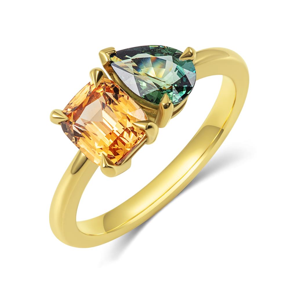 18ct Yellow Gold Mixed Sapphire Toi et Moi Ring Thumbnail Image 0