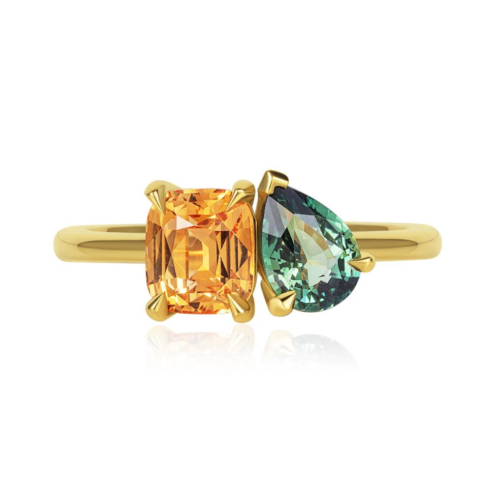 18ct Yellow Gold Mixed Sapphire Toi et Moi Ring Thumbnail Image 1