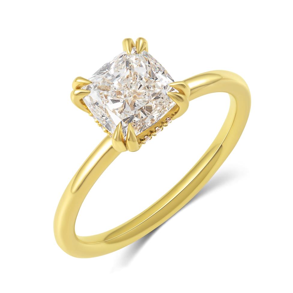 18ct Yellow Gold Cushion Diamond Engagement Ring 2.00ct Thumbnail Image 0