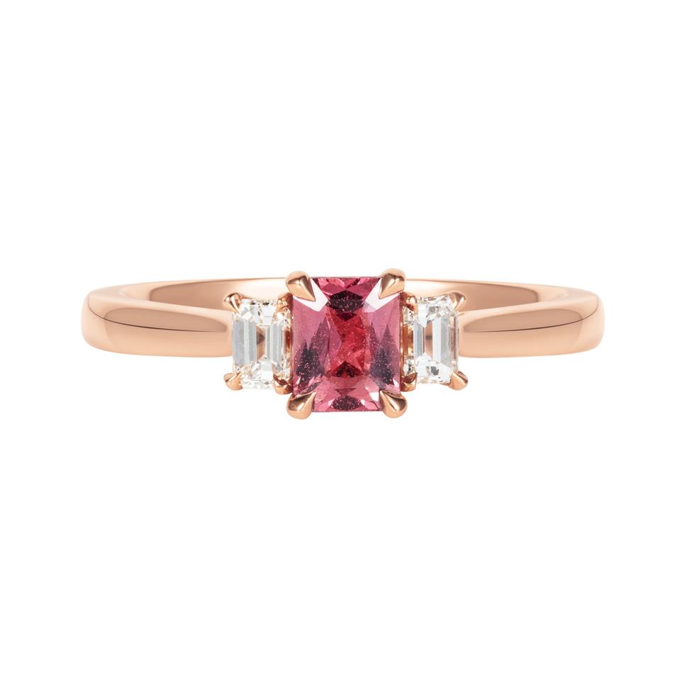 18ct Rose Gold Berry Sapphire and Diamond Engagement Ring Thumbnail Image 1