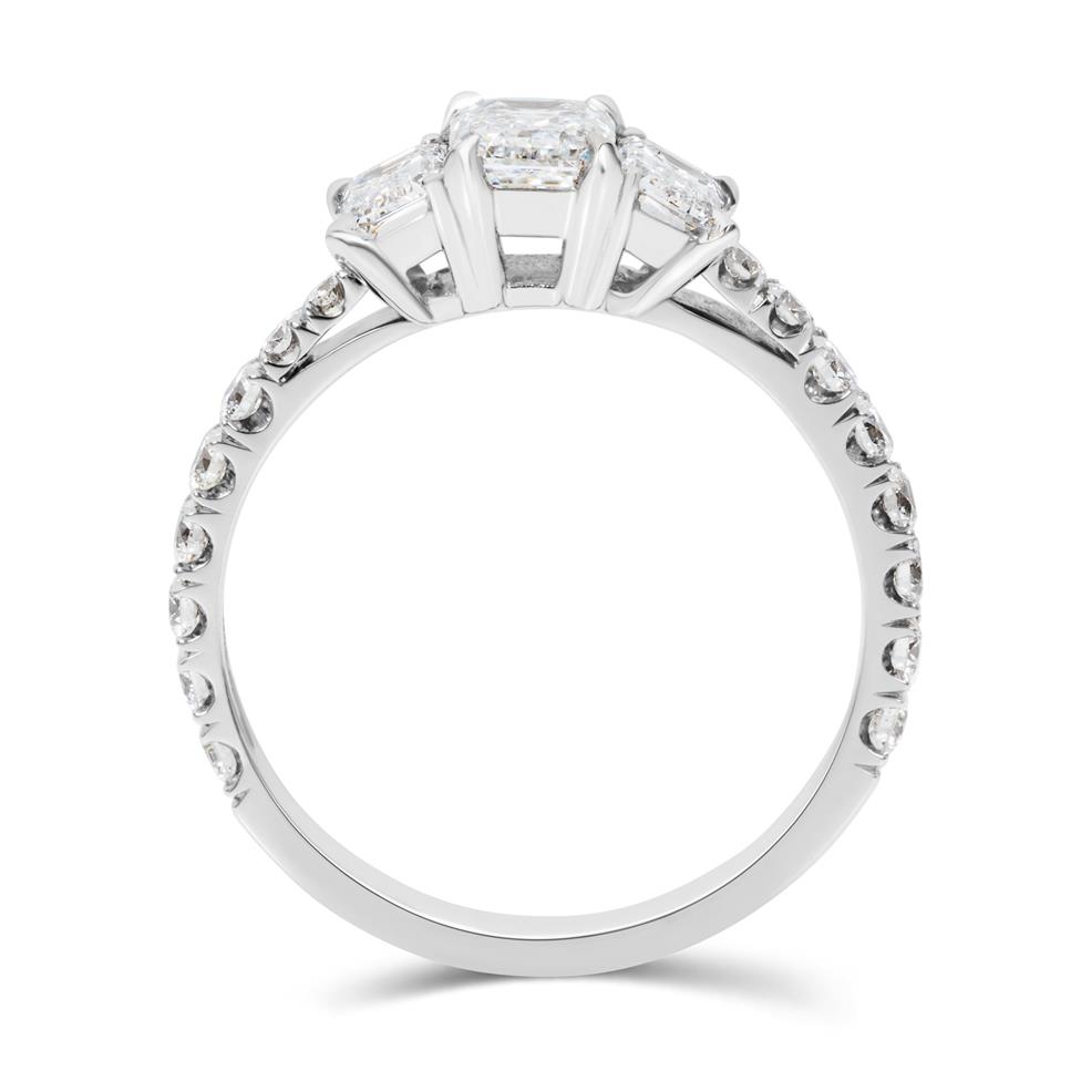 Platinum Emerald Cut Diamond Three Stone Engagement Ring 2.34ct Thumbnail Image 2