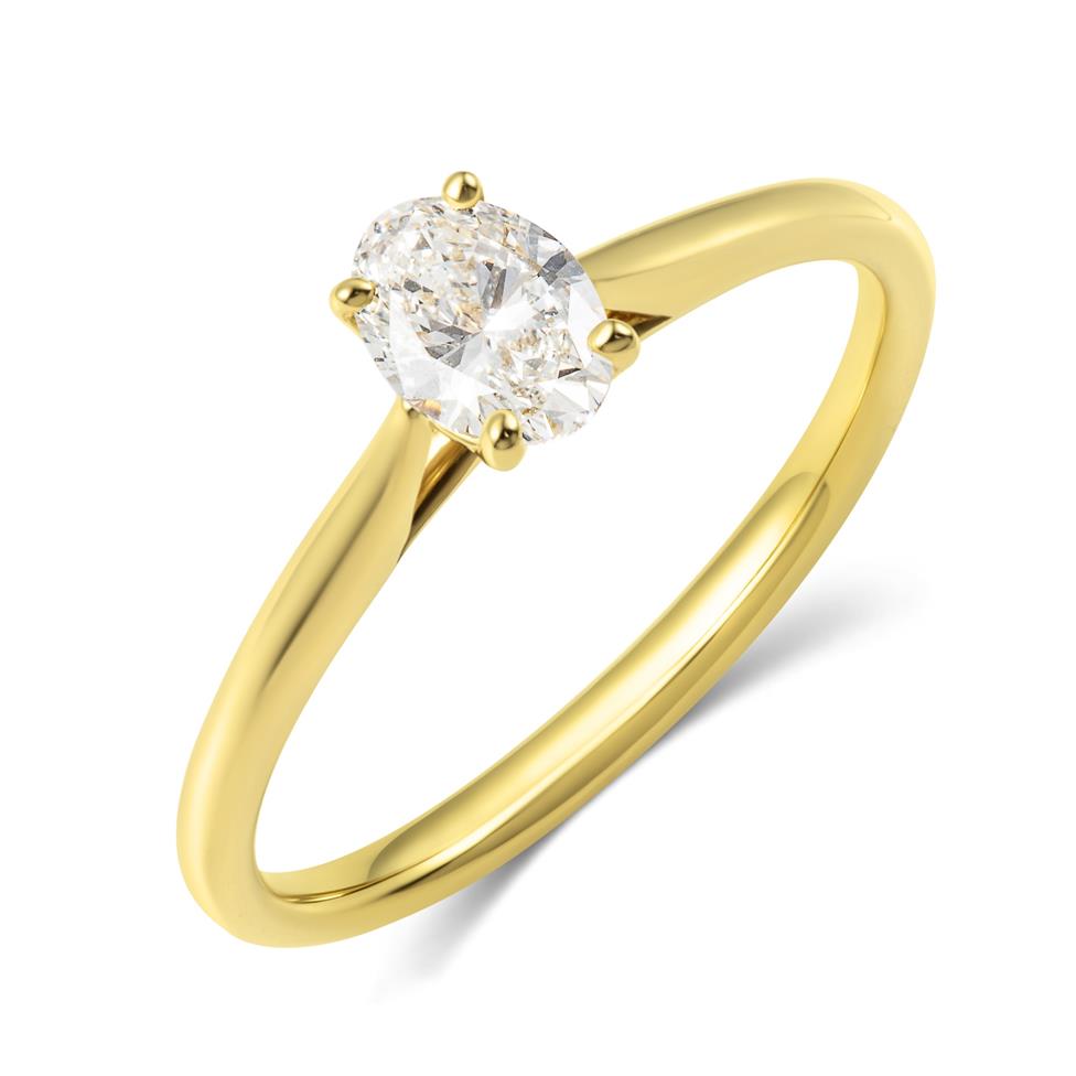 18ct Yellow Gold Oval Diamond Solitaire Engagement Ring 0.50ct  Thumbnail Image 0