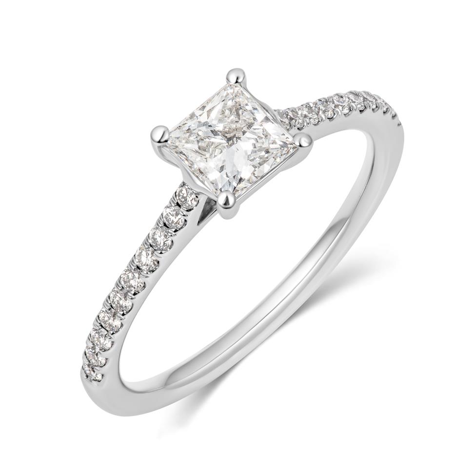 Platinum Princess Cut Diamond Solitaire Engagement Ring 0.95ct Thumbnail Image 0