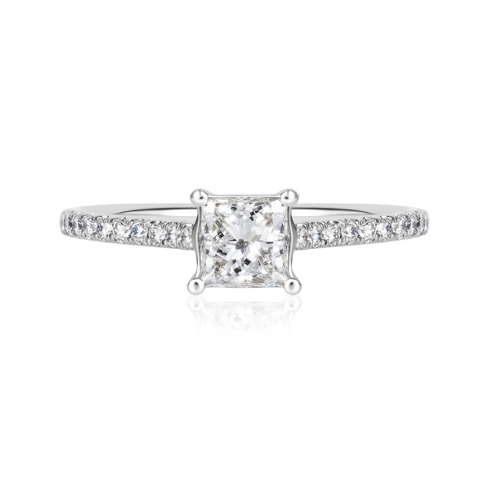 Platinum Princess Cut Diamond Solitaire Engagement Ring 0.95ct Thumbnail Image 1