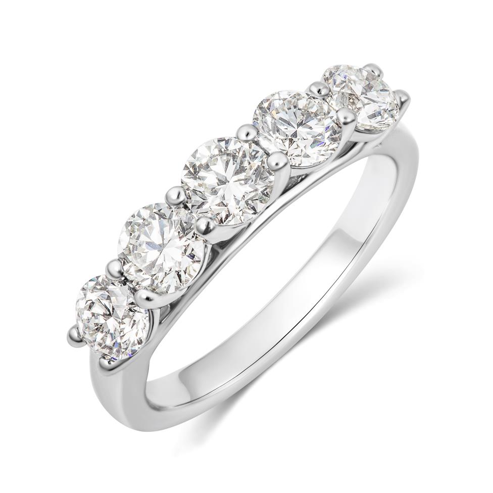 Platinum Diamond Five Stone Half Eternity Ring 1.50ct  Thumbnail Image 0