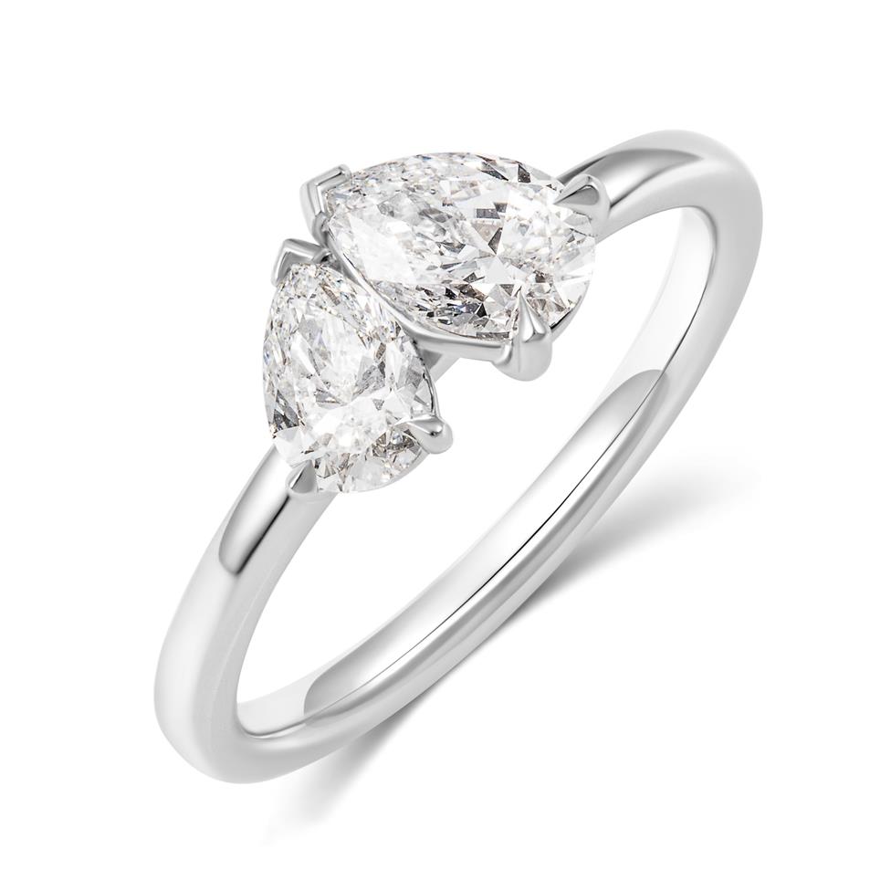 Platinum Pear Shape Diamond Toi et Moi Engagement Ring Thumbnail Image 0