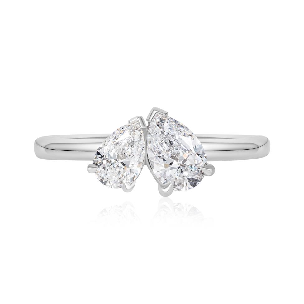 Platinum Pear Shape Diamond Toi et Moi Engagement Ring Thumbnail Image 1