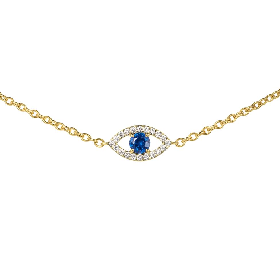 18ct Yellow Gold Evil Eye Sapphire and Diamond Bracelet Thumbnail Image 1