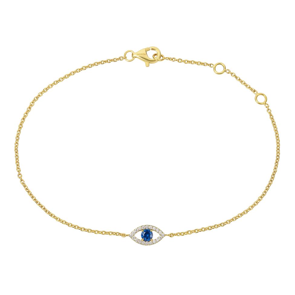 18ct Yellow Gold Evil Eye Sapphire and Diamond Bracelet Thumbnail Image 0