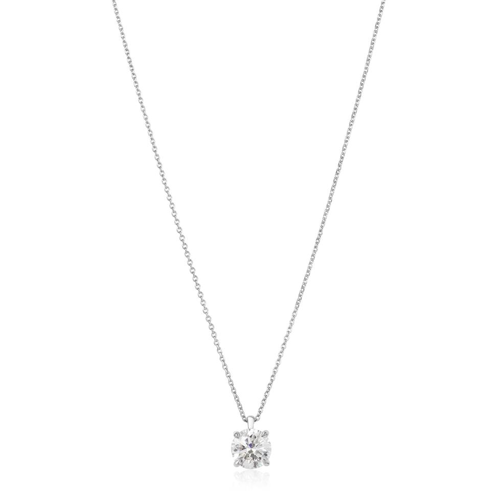 18ct White Gold Round Diamond Solitaire Necklace 1.50ct Thumbnail Image 1