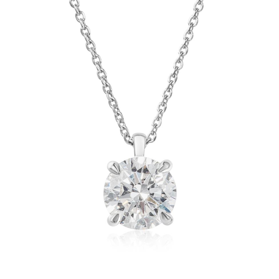 18ct White Gold Round Diamond Solitaire Necklace 1.50ct Thumbnail Image 0