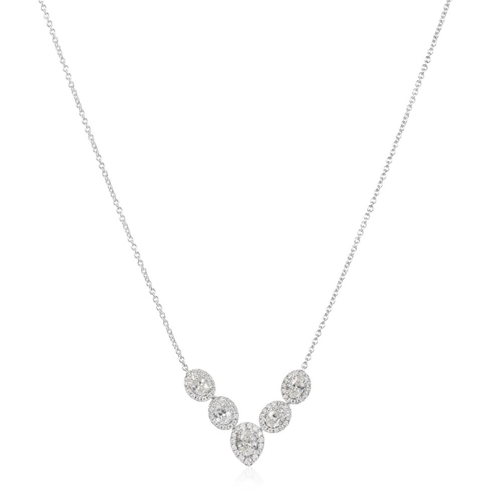 Camellia 18ct White Gold Pear Cluster Diamond Necklace Thumbnail Image 2