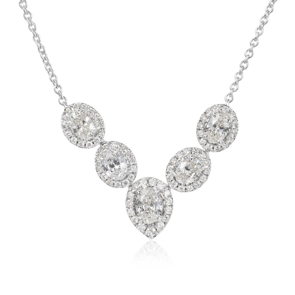 Camellia 18ct White Gold Pear Cluster Diamond Necklace Thumbnail Image 0