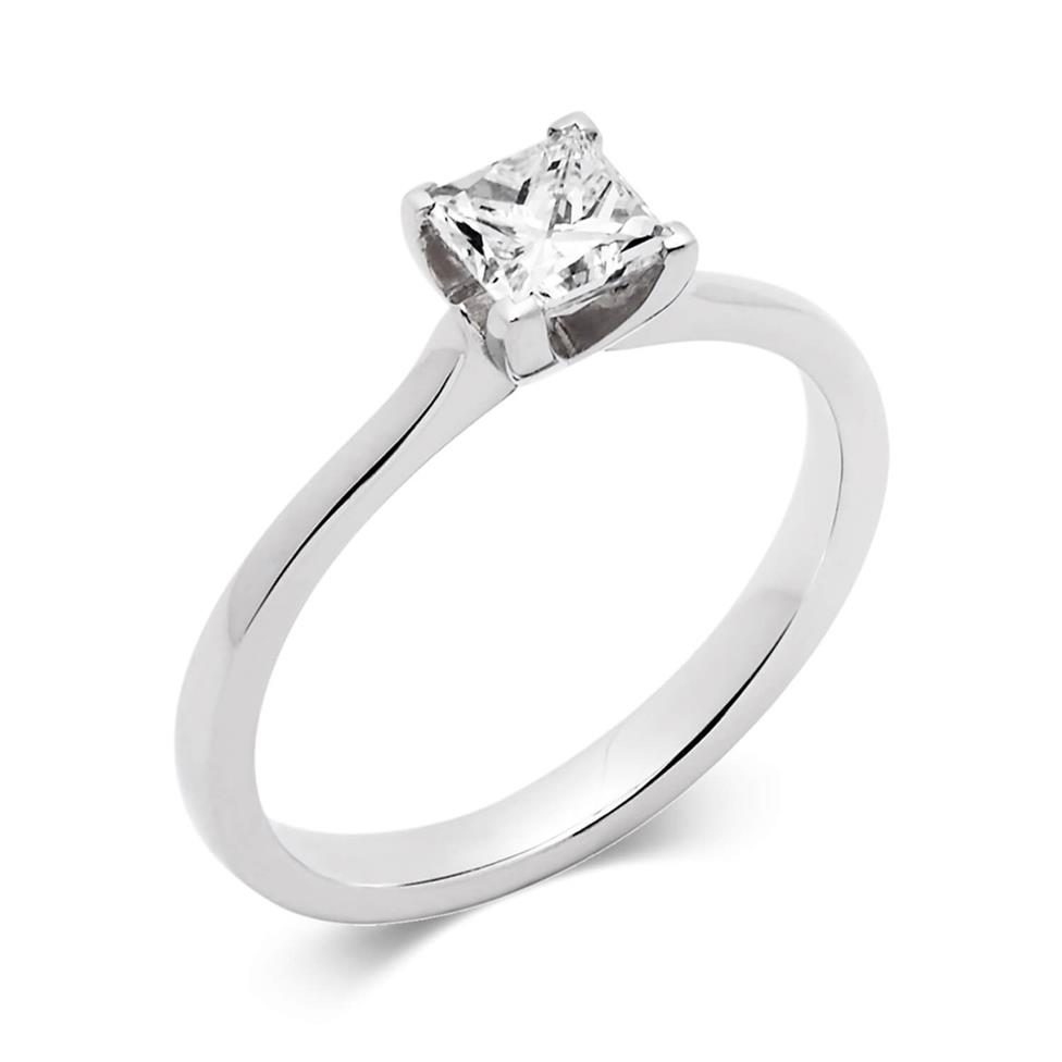 Platinum Princess Cut Diamond Solitaire Engagement Ring 0.70ct Thumbnail Image 0