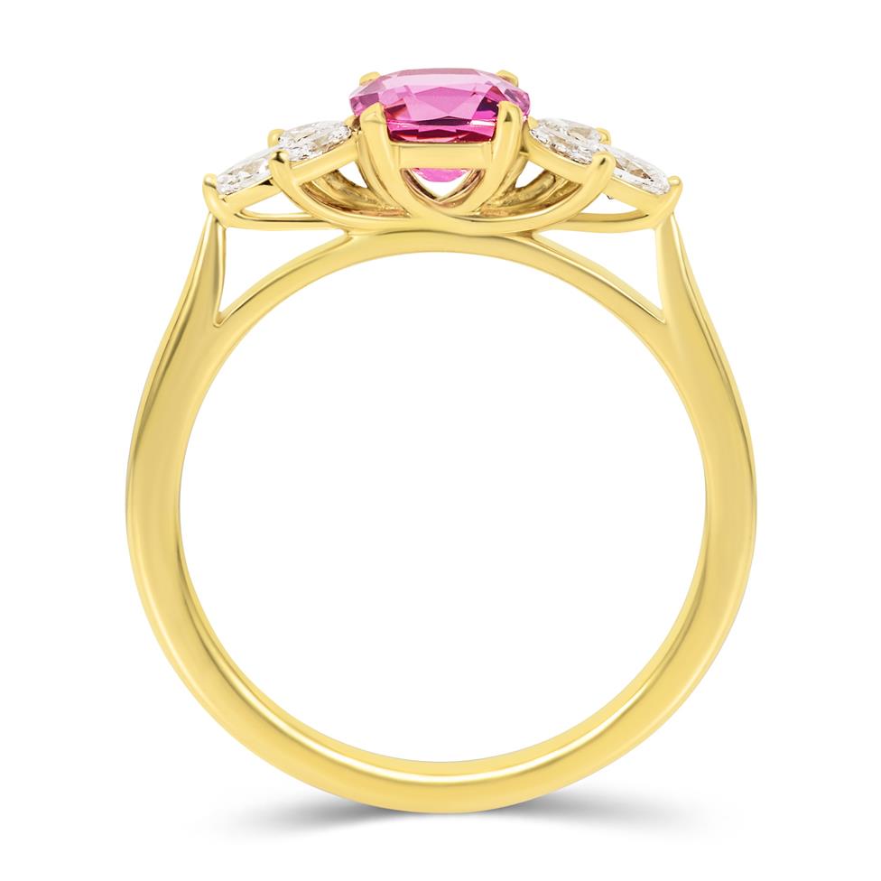 18ct Yellow Gold Pink Tourmaline and Diamond Ring Thumbnail Image 2