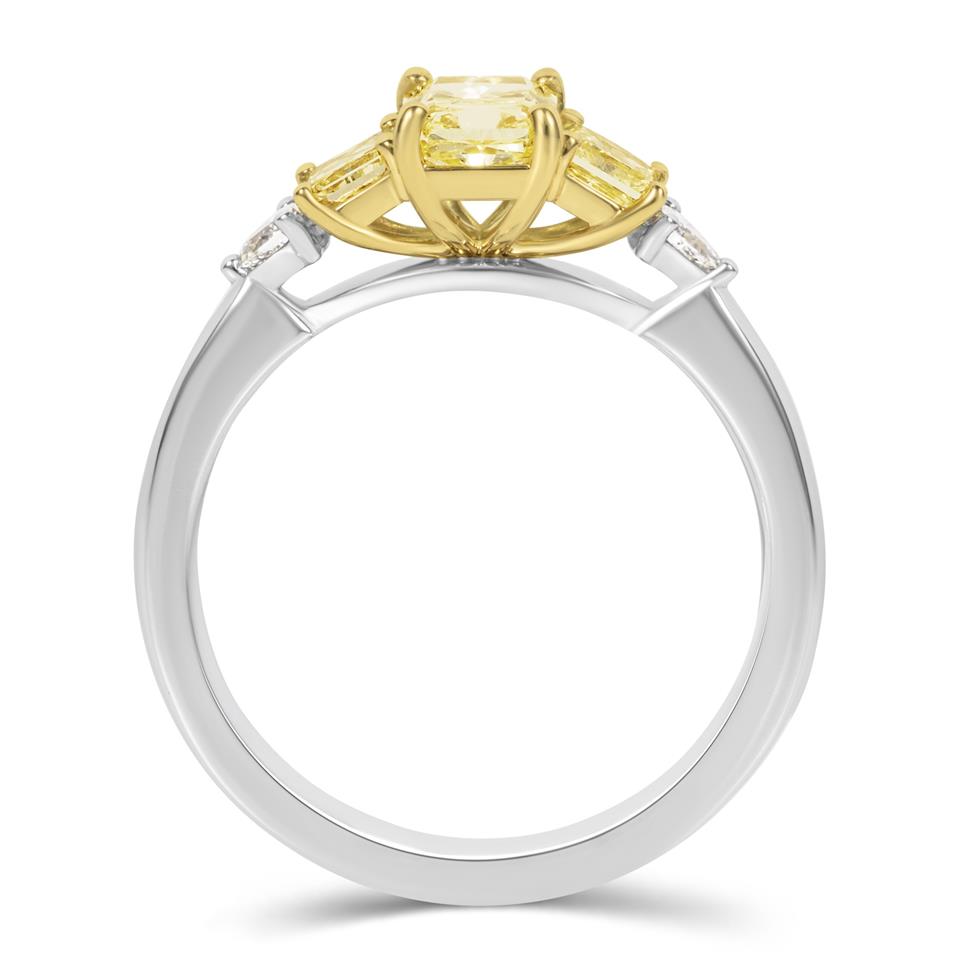 Platinum Yellow Radiant Diamond Five Stone Engagement Ring Thumbnail Image 2