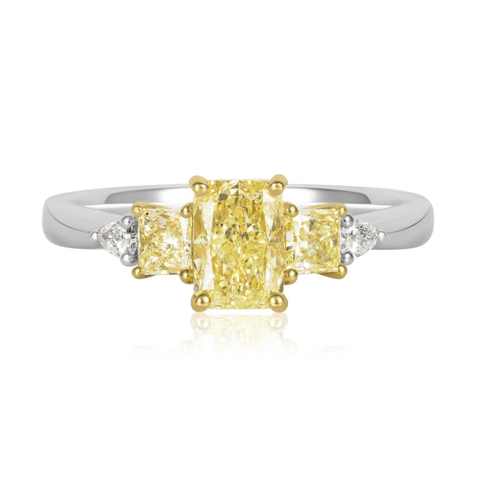 Platinum Yellow Radiant Diamond Five Stone Engagement Ring Thumbnail Image 1