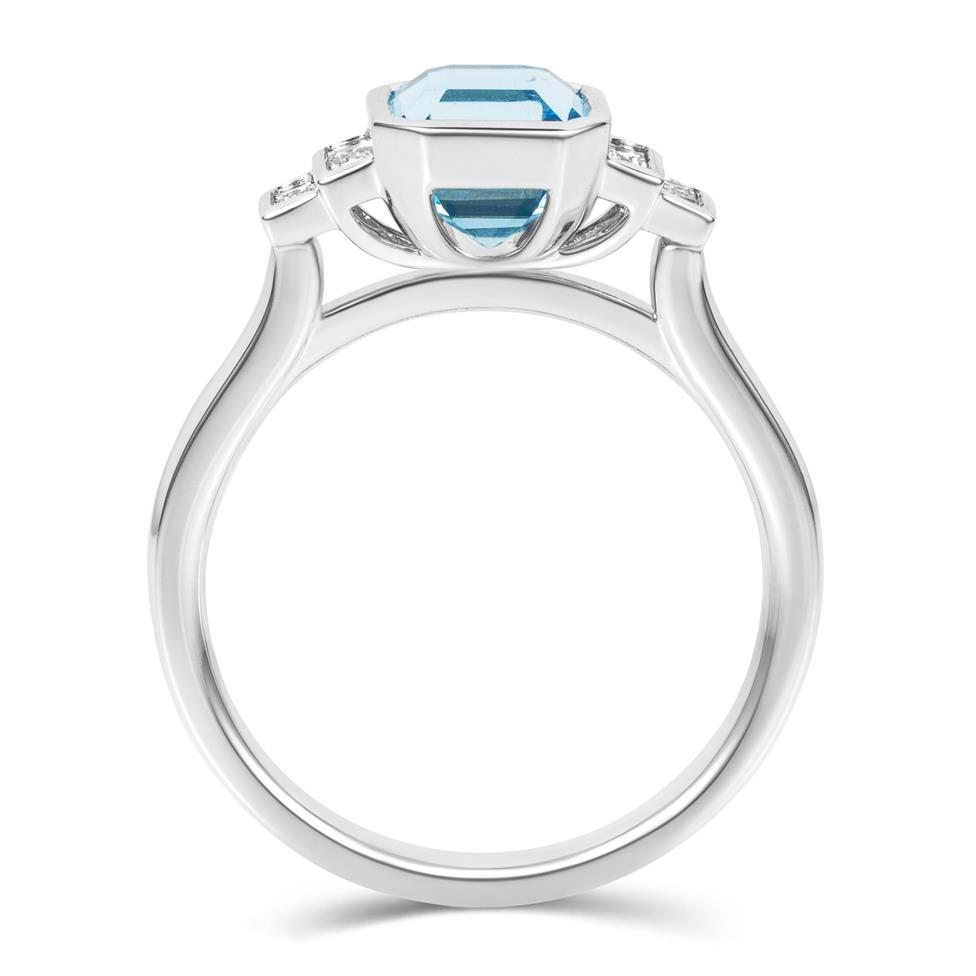 18ct White Gold Asscher Cut Aquamarine and Diamond Engagement Ring Thumbnail Image 2