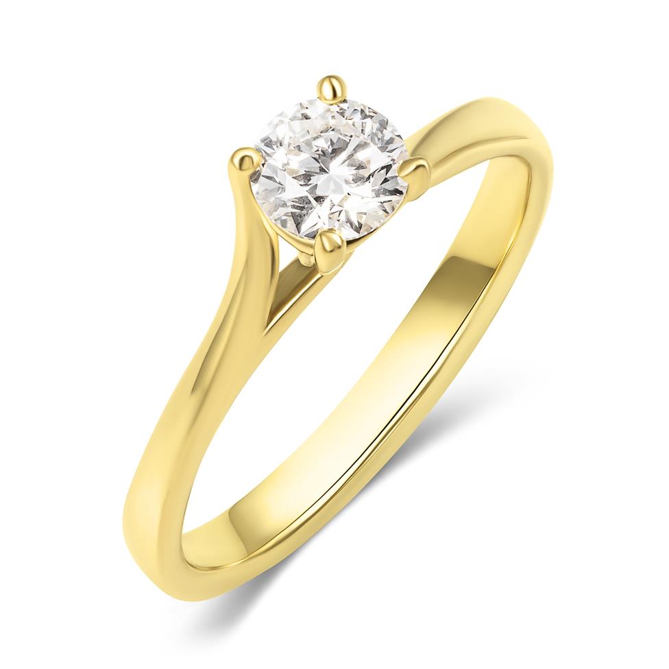 18ct Yellow Gold Twist Design Diamond Solitaire Engagement Ring 0.50ct Thumbnail Image 0