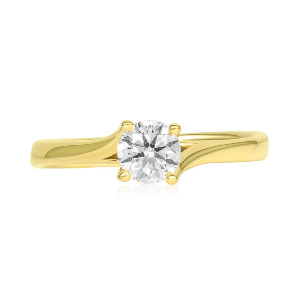 18ct Yellow Gold Twist Design Diamond Solitaire Engagement Ring 0.50ct Thumbnail Image 1