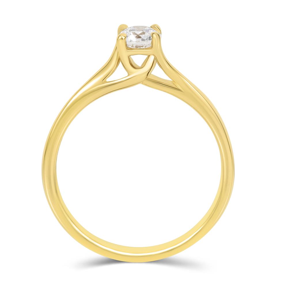 18ct Yellow Gold Twist Design Diamond Solitaire Engagement Ring 0.35ct Thumbnail Image 2