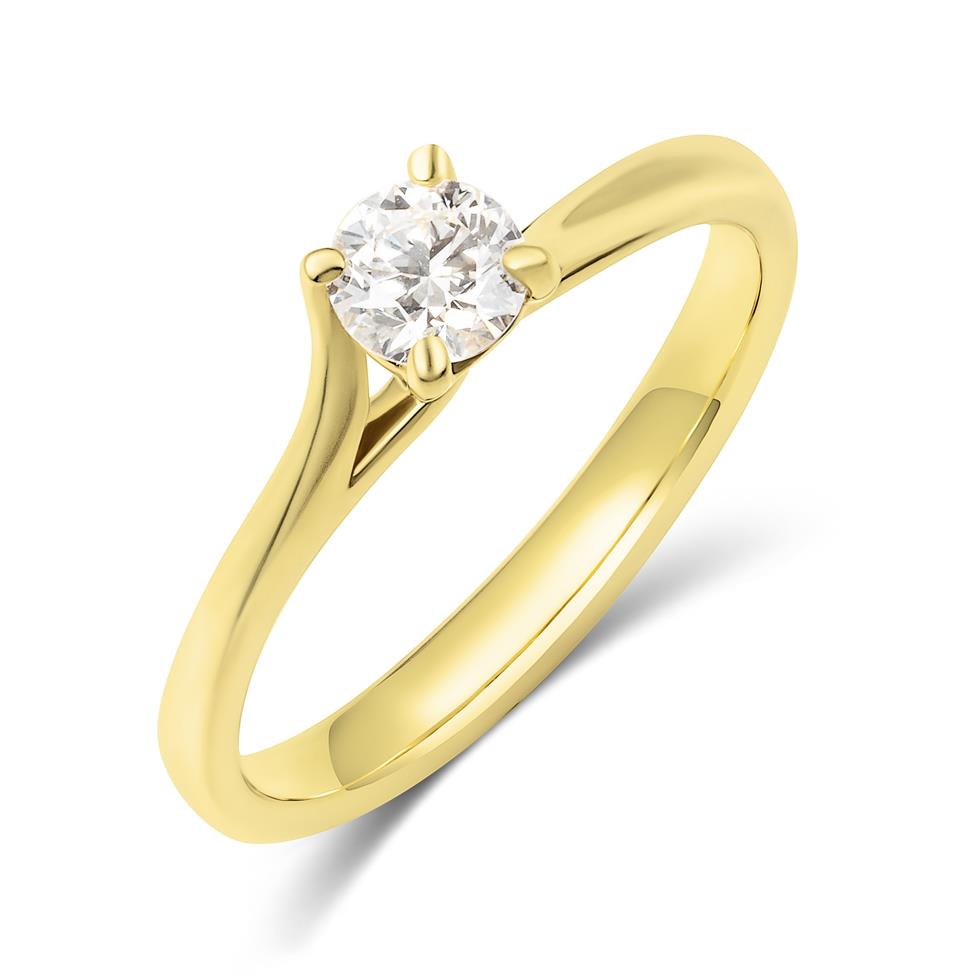 18ct Yellow Gold Twist Design Diamond Solitaire Engagement Ring 0.35ct Thumbnail Image 0