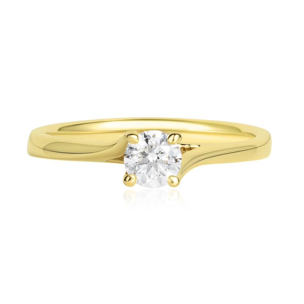 18ct Yellow Gold Twist Design Diamond Solitaire Engagement Ring 0.35ct Thumbnail Image 1