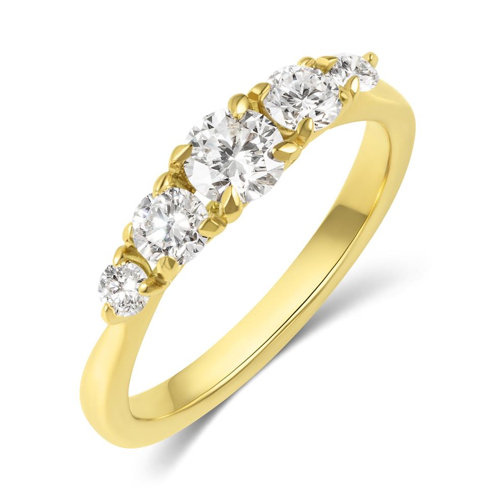 18ct Yellow Gold Five Stone Diamond Engagement Ring 0.80ct Thumbnail Image 0